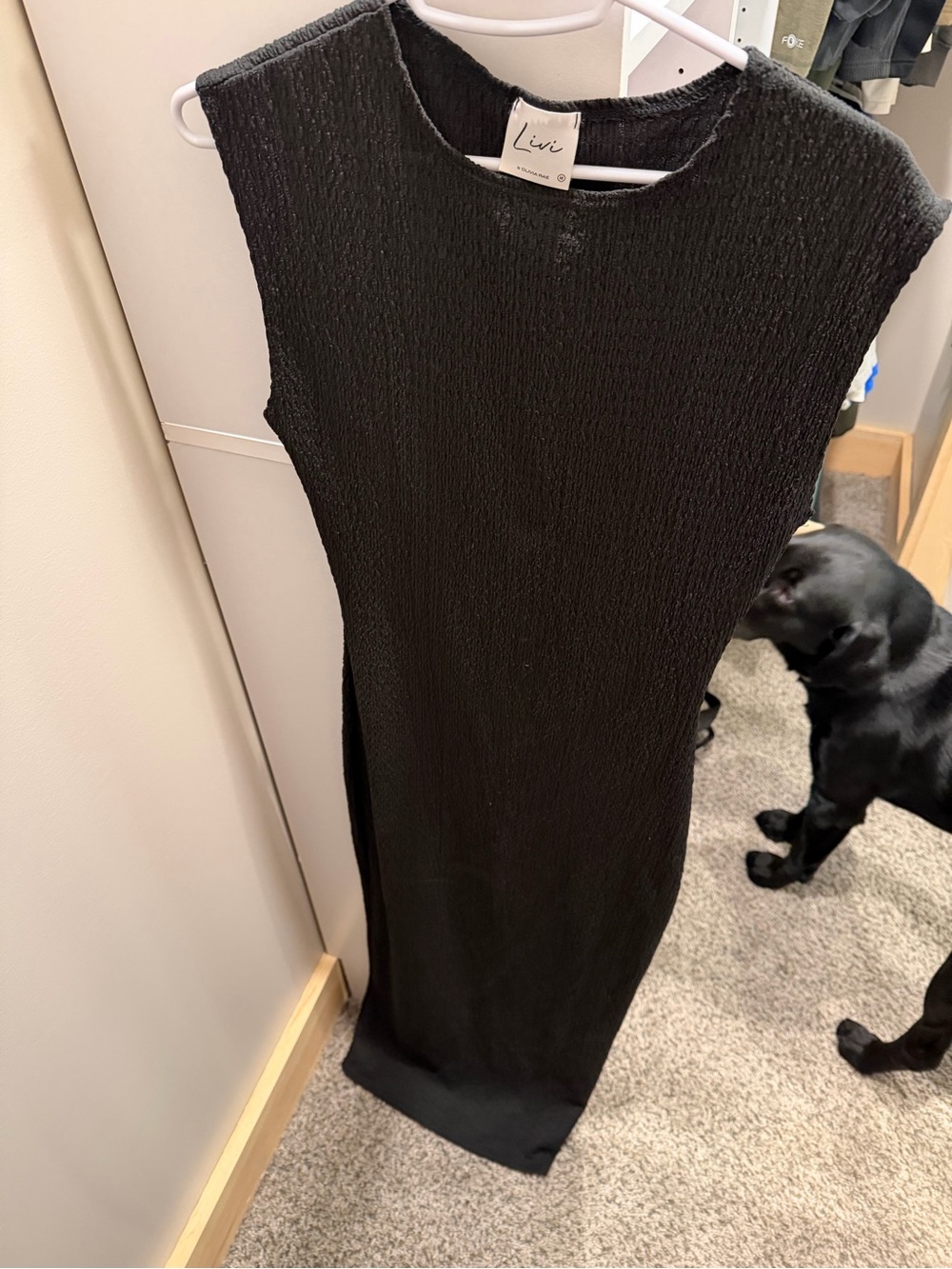 Olivia Rae Sleeveless Textured Black Midi Dress